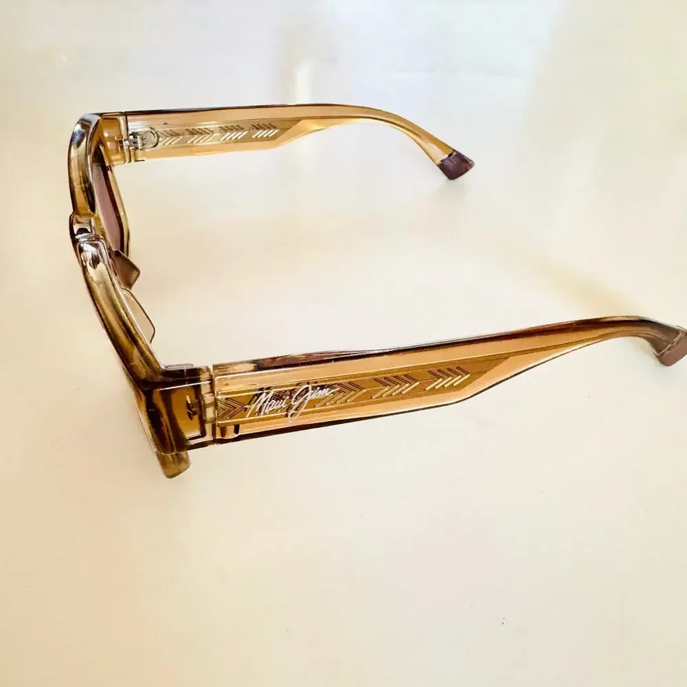 MAUI JIM Beige Brown Tan Kenui Clear Acetate Frame $399 Polarized Sunglasses